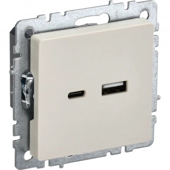 Розетка BRITE IEK BR-U22-018-K10 USB A+C 18Вт РЮ11-1-БрКр беж. Розетка BRITE IEK BR-U22-018-K10 USB A+C 18Вт РЮ11-1-БрКр беж.